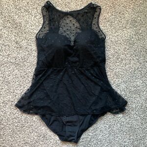 Torrid dot mesh swim dress